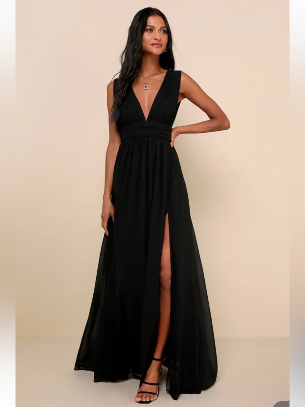 NWT Lulus Heavenly Hues Black Maxi Dress